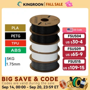 KINGROON 3D Printer Filament 5KG Bundle – PLA, PETG, TPU & ABS – 1.75mm - Thumbnail Image 1
